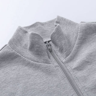 Long sleeve high neck zip-up crop top