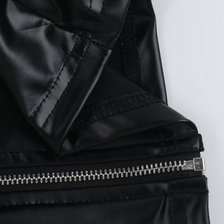 PU leather metal chain zip-up rivet tube top