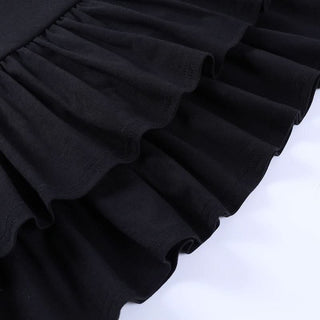 Ruffle lace up solid mini skirt