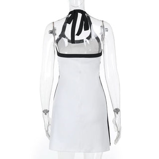 Halter backless self tie mini dress