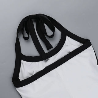 Halter backless self tie mini dress