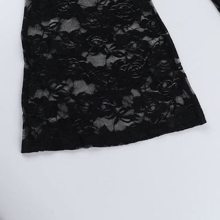 Off shoulder sheer lace jumpsuit