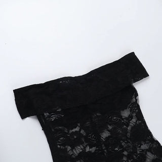 Off shoulder sheer lace jumpsuit