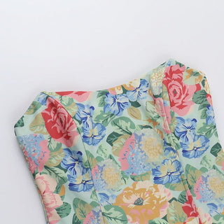 Flower print backless tube top