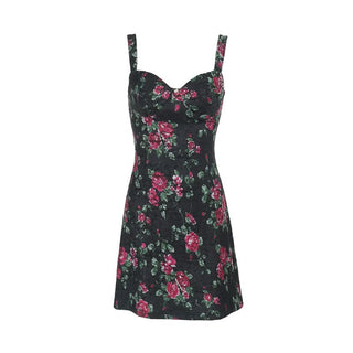 Flower print lace cami mini dress