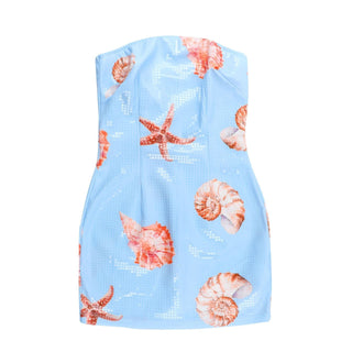 Conch print zip-up tube mini dress