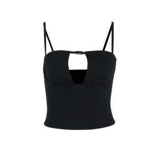Buckle solid hollow out cami cut out top