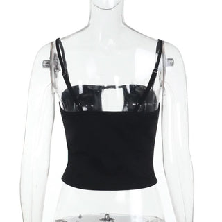 Buckle solid hollow out cami cut out top