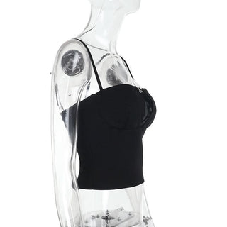 Buckle solid hollow out cami cut out top