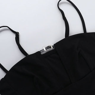 Buckle solid hollow out cami cut out top