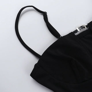 Buckle solid hollow out cami cut out top
