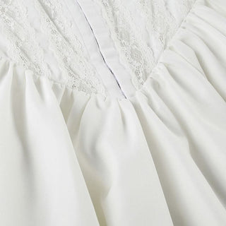 Square neck lace ruched zip-up cami mini dress