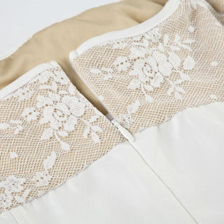 Square neck lace ruched zip-up cami mini dress