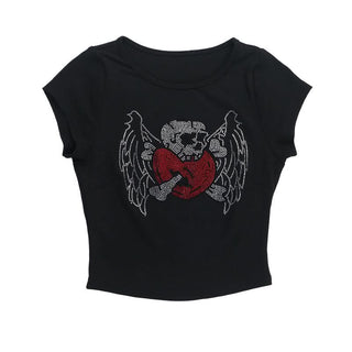 Skull beaded cap sleeve top