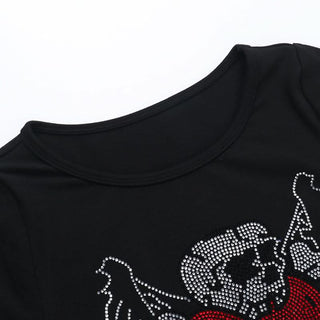 Skull beaded cap sleeve top