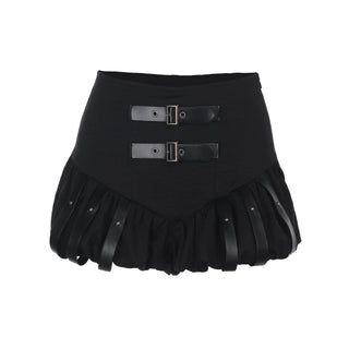 Buckle ruffle high rise short pant