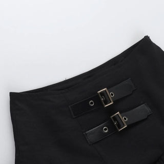 Buckle ruffle high rise short pant