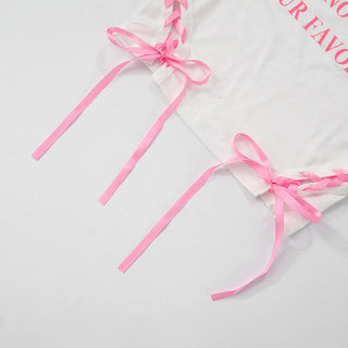 Letter print crewneck lace up crop top