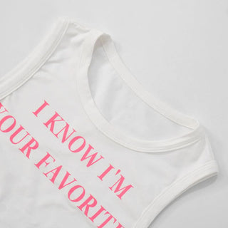 Letter print crewneck lace up crop top