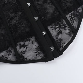 Off shoulder short sleeve corset button lace top