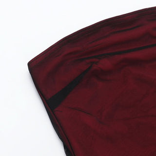 Ruffle high slit mesh patchwork maxi dress