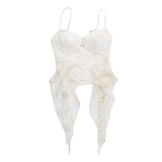 Lace v neck ruffle backless cami top