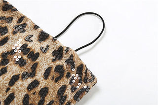 Leopard print square neck glitter cami maxi dress
