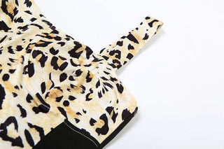 Leopard print v neck backless cami mini dress