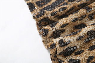 Leopard print square neck glitter cami maxi dress