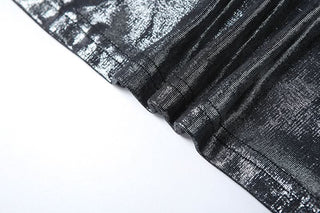 Cowl neck self tie metallic solid maxi dress