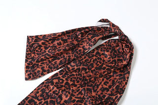 Irregular hollow out leopard print cut out mini dress