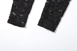 Long sleeve lace hollow out see through jumpsuit