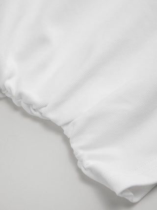 Cotton-blend V-neck Ruched Short Sleeve Tee