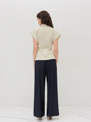 Linen-blend Linen-blend V-neck Dolman Sleeve Blazer Vest For Work