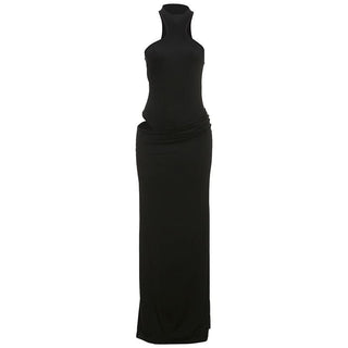 Crewneck button solid maxi skirt set