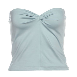 Sweetheart neck ruched solid tube crop top