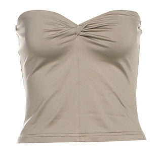 Sweetheart neck ruched solid tube crop top