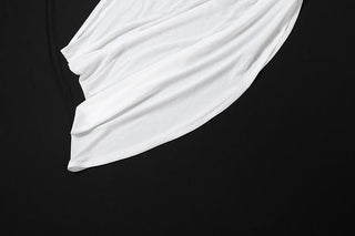 Halter hollow out flower applique irregular cut out top