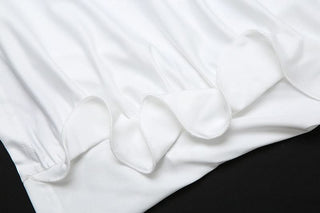 One shoulder ruffle irregular ruched solid top