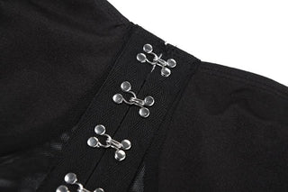 Hollow out button mesh tube cut out mini dress