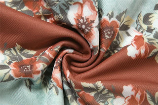 Irregular slit v neck flower print midi dress