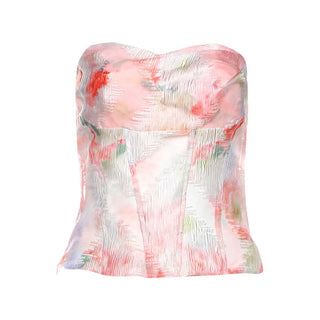 Print zip-up backless contrast tube top