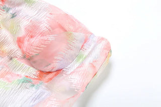 Print zip-up backless contrast tube top