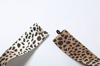 Leopard print halter button o ring hollow out cut out top