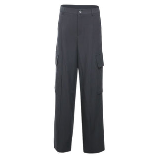 Button zip-up pocket high rise cargo pant