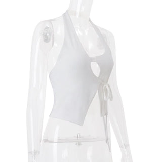 Halter self tie backless crop top