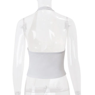 Halter self tie backless crop top