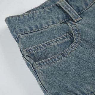 Ruched button pocket denim maxi skirt
