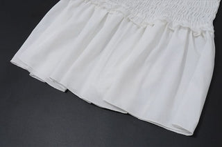 Smocked u neck ruffle cami mini dress