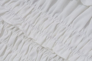 Smocked u neck ruffle cami mini dress